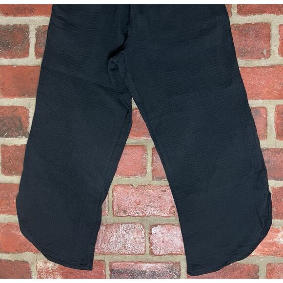 Marine Layer Cali Double Cloth Pant Black Dolphin Hem Cotton Gauze Medium NWOT - Picture 3 of 7
